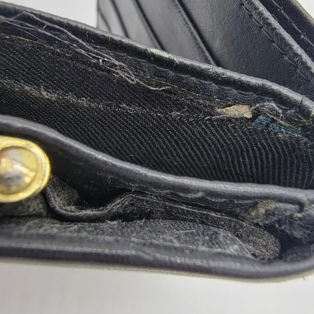 Vintage Rolfs‎ Wallet Women's Black Leather Trifold Coin Purse Read Desc